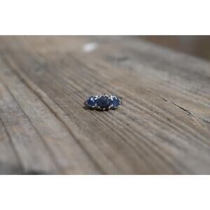 Engagement ring Raw Burmese Sapphire Ring: Sterling Silver Band